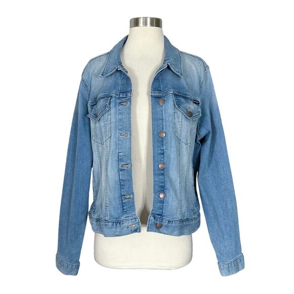 Calvin Klein | Denim Trucker Light Wash Blue Button Designer Jean Jacket XL EUC - Picture 1 of 11